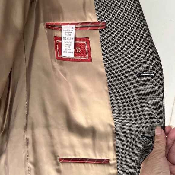 NWT IZOD Mens Suit Jacket Sport Coat 44L Black Micro Checks Polyester Rayon - Picture 9 of 14
